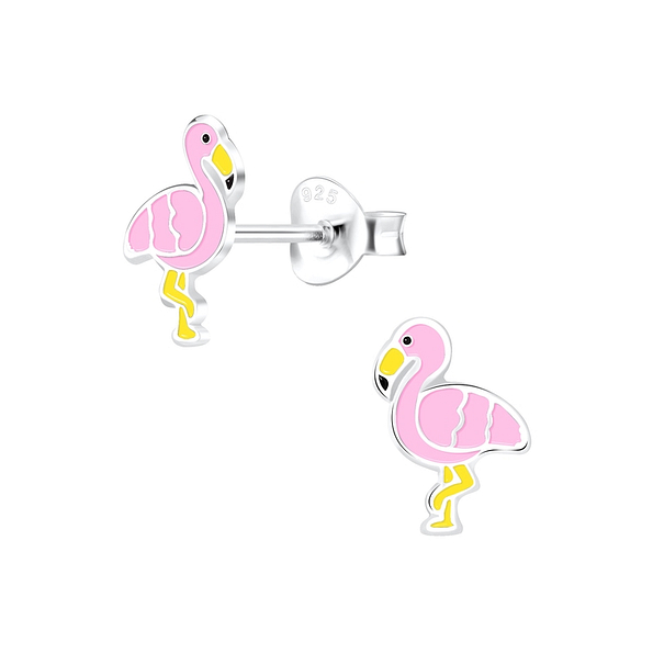 Wholesale Silver Flamingo Stud Earrings