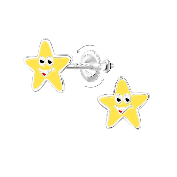 Wholesale Silver Star Screw Back Earrings