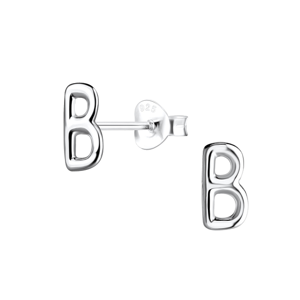 Wholesale Silver Letter B Stud Earrings