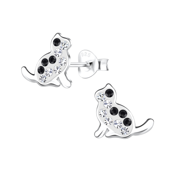 925 Silver Jewelry Silver Cat Stud Earrings 17179