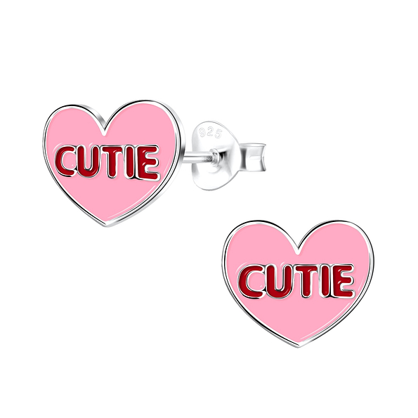 Wholesale Silver Cutie Heart Stud Earrings