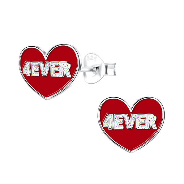 Wholesale Silver 4Ever Heart Stud Earrings