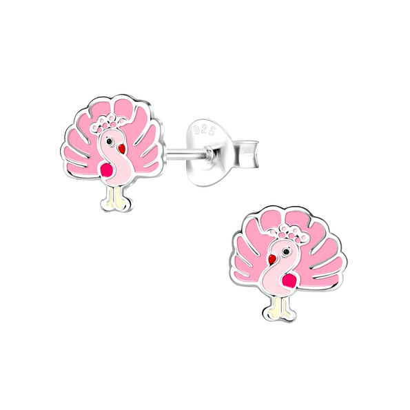 Wholesale Silver Peacock Stud Earrings