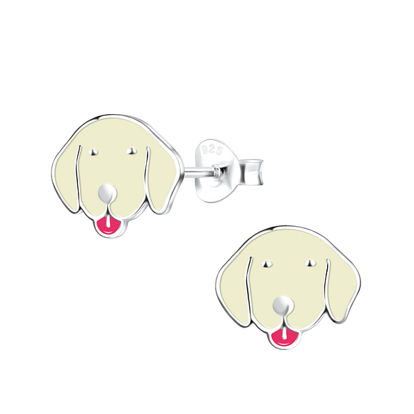 Wholesale Silver Dog Stud Earrings 
