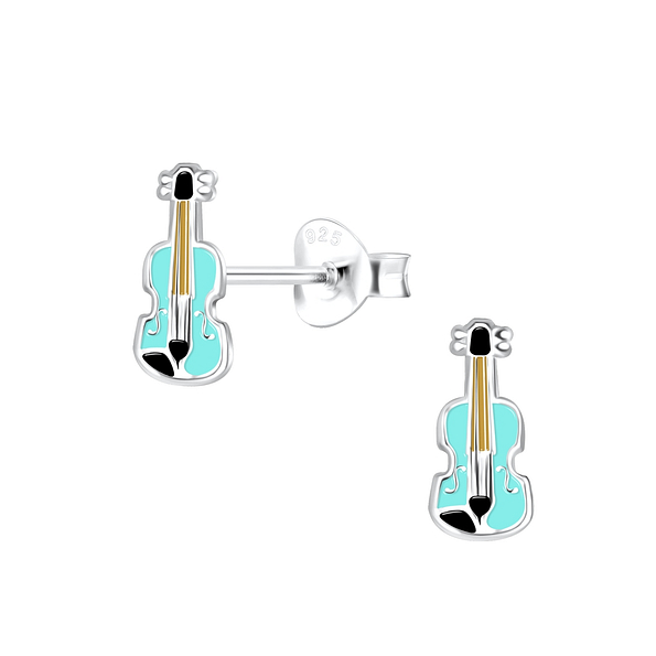 Wholesale Silver Violin Stud Earrings