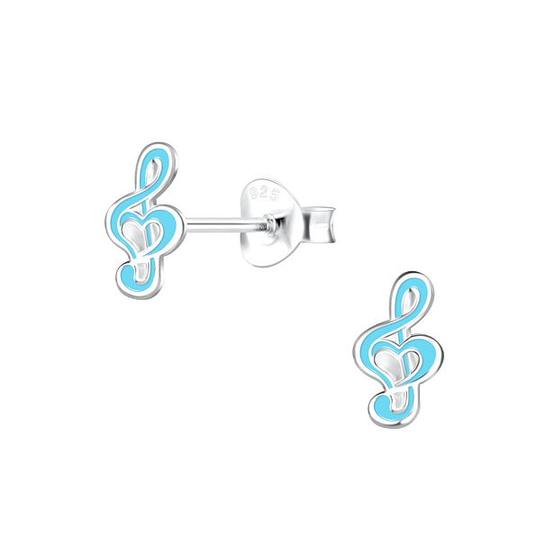 Wholesale Silver Musical Note Stud Earrings