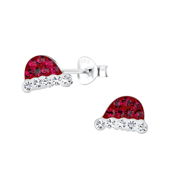 Wholesale Silver Santa Hat Stud Earrings