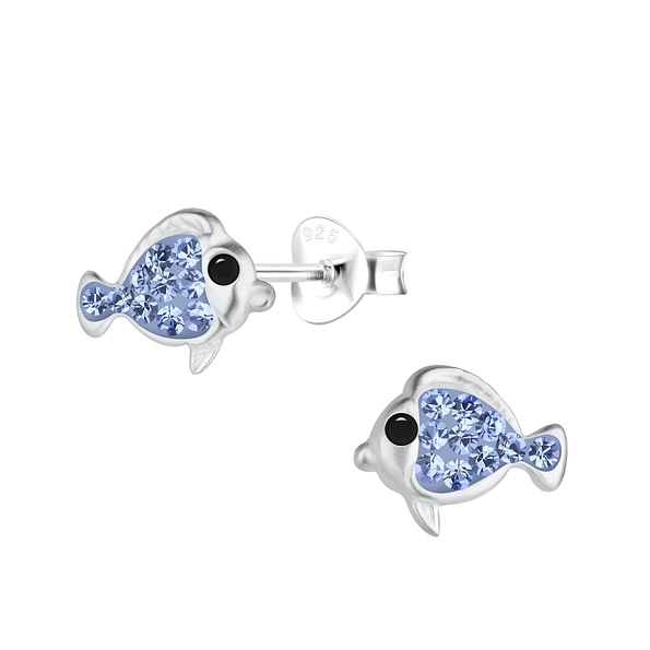 925 Silver Jewelry | Silver Fish Stud Earrings - 18028