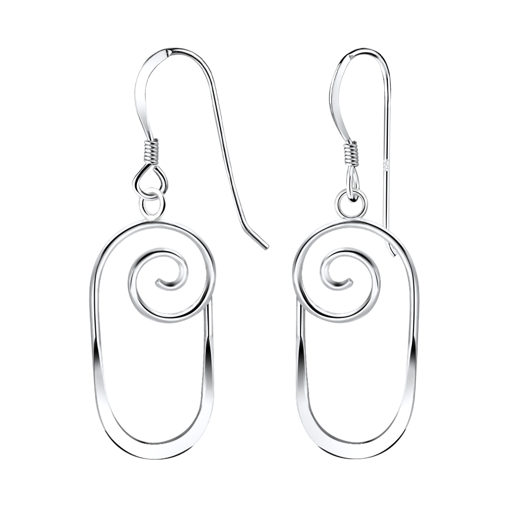 925 Silver Jewelry Silver Swirl Earrings 1393