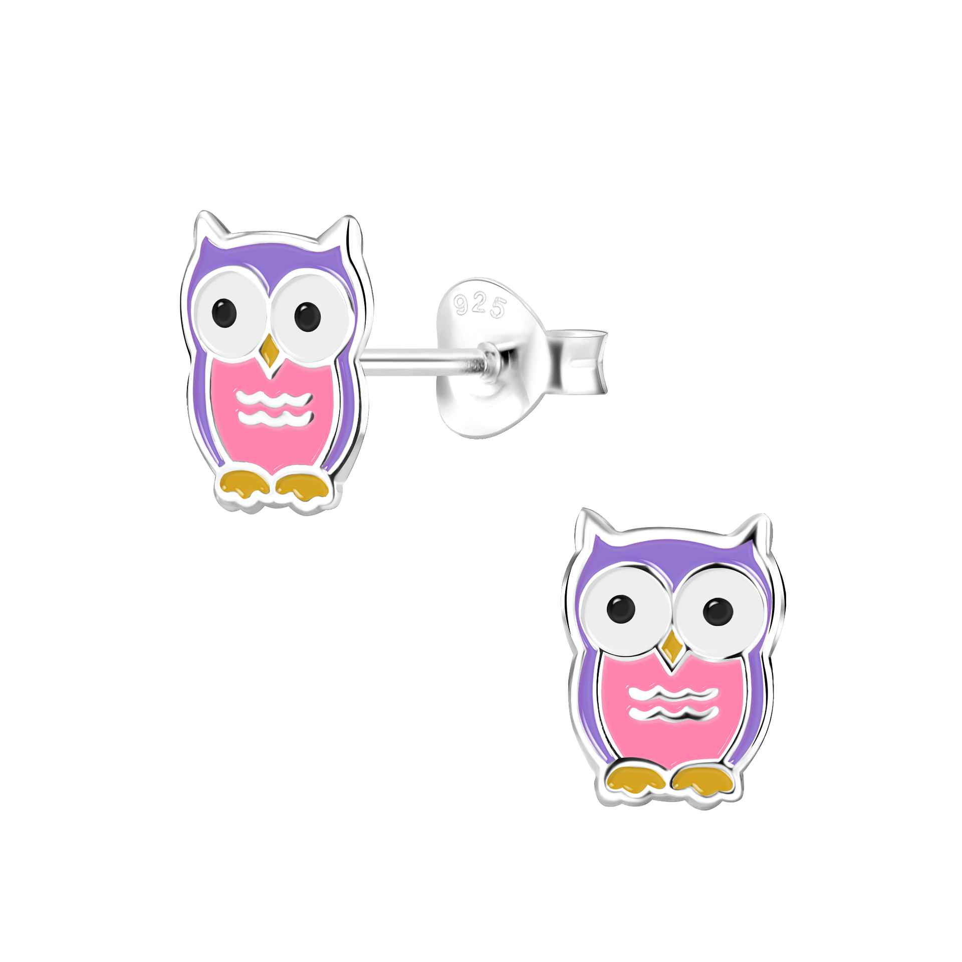 925 Silver Jewelry | Silver Owl Stud Earrings - 1950