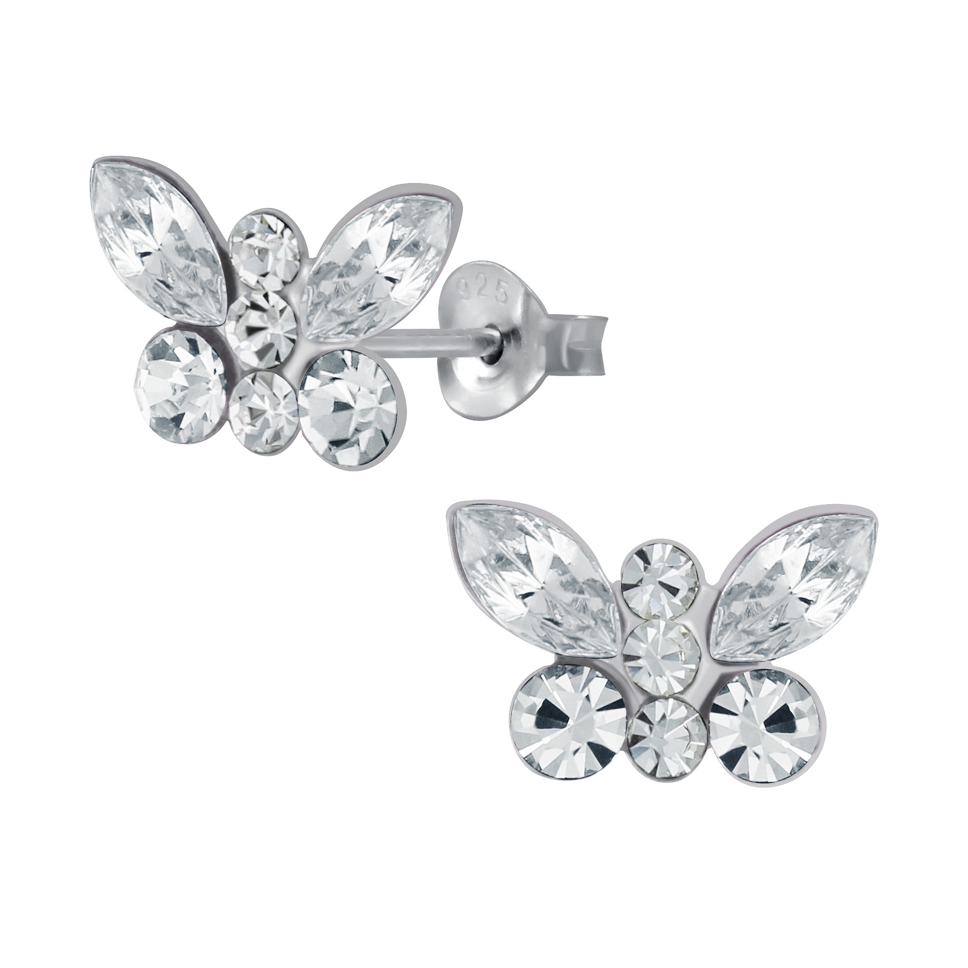 925 Silver Jewelry Silver Butterfly Stud Earrings 4099