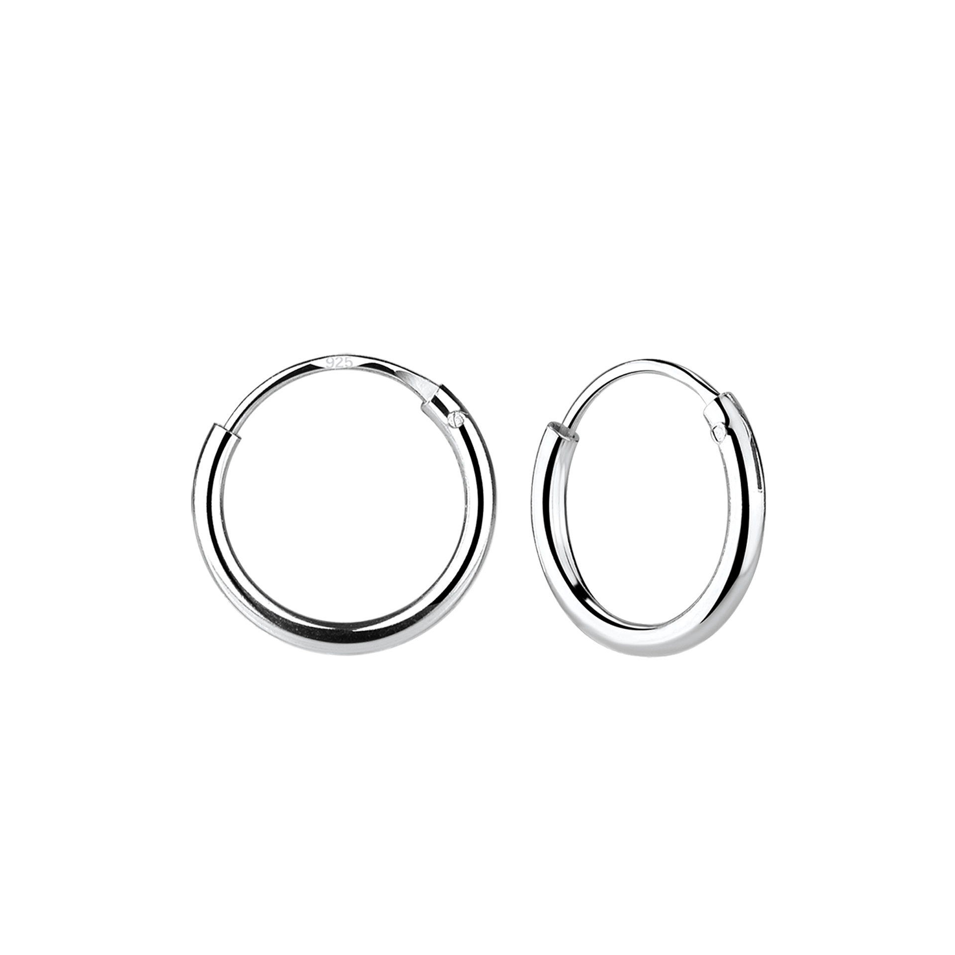 925 Silver Jewelry | 12mm Silver Hoop Earrings - 4471