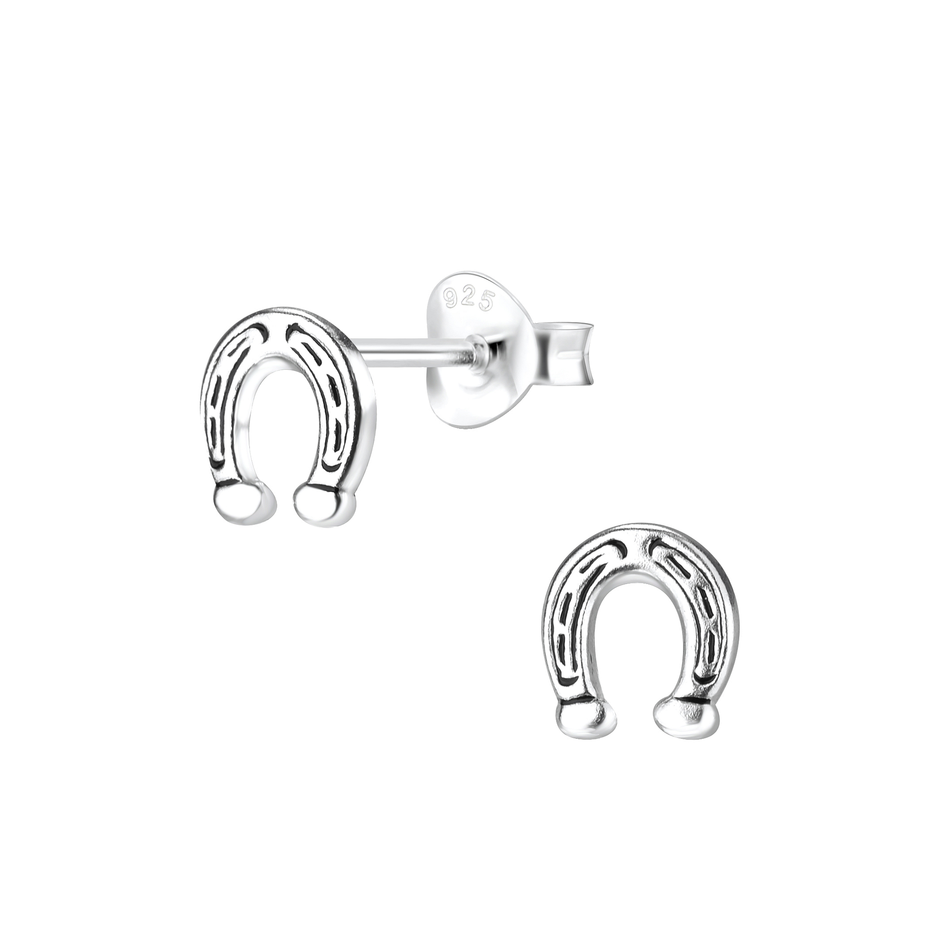 925 Silver Jewelry Silver Horseshoe Stud Earrings 5660