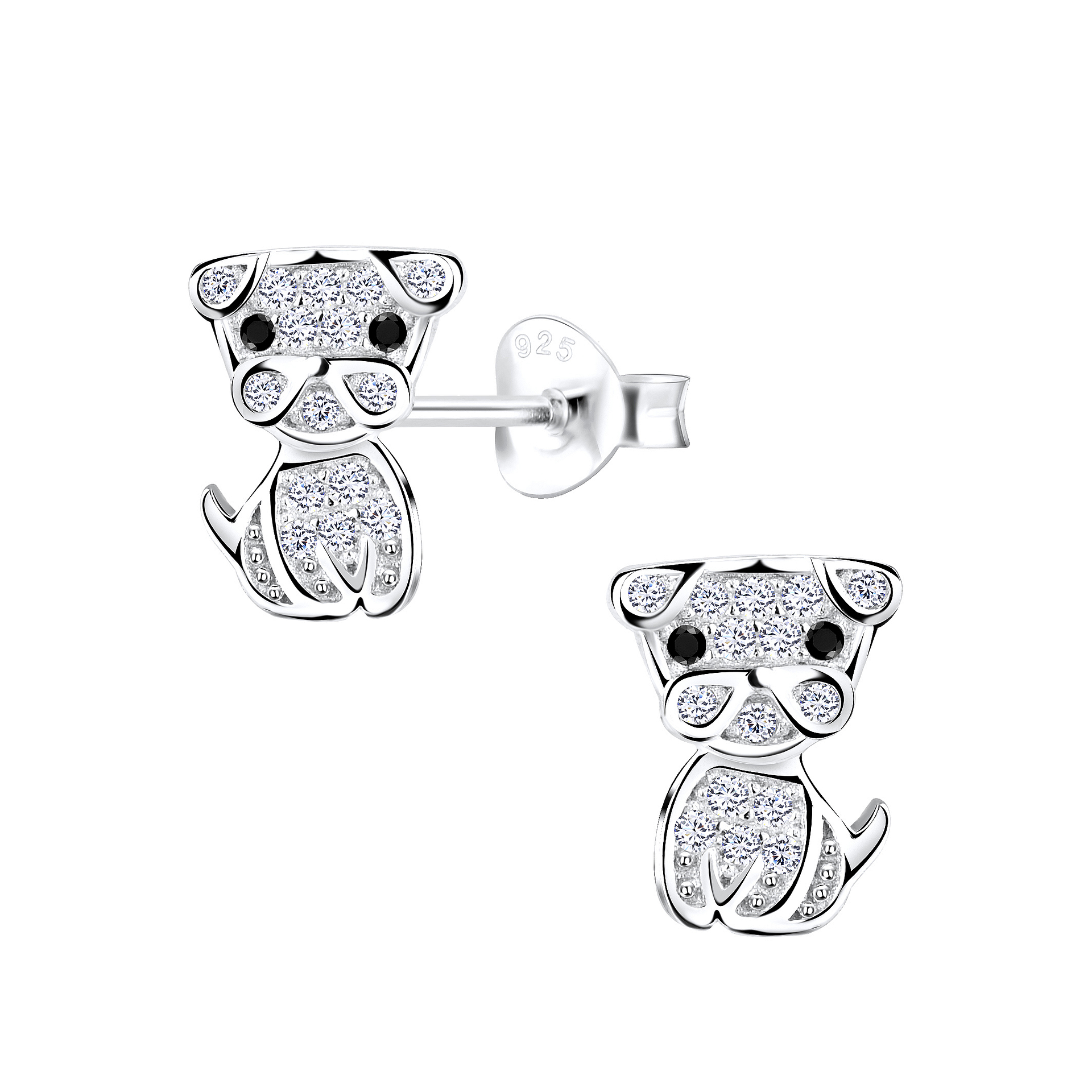 925 Silver Jewelry | Silver Dog Stud Earrings - 8716