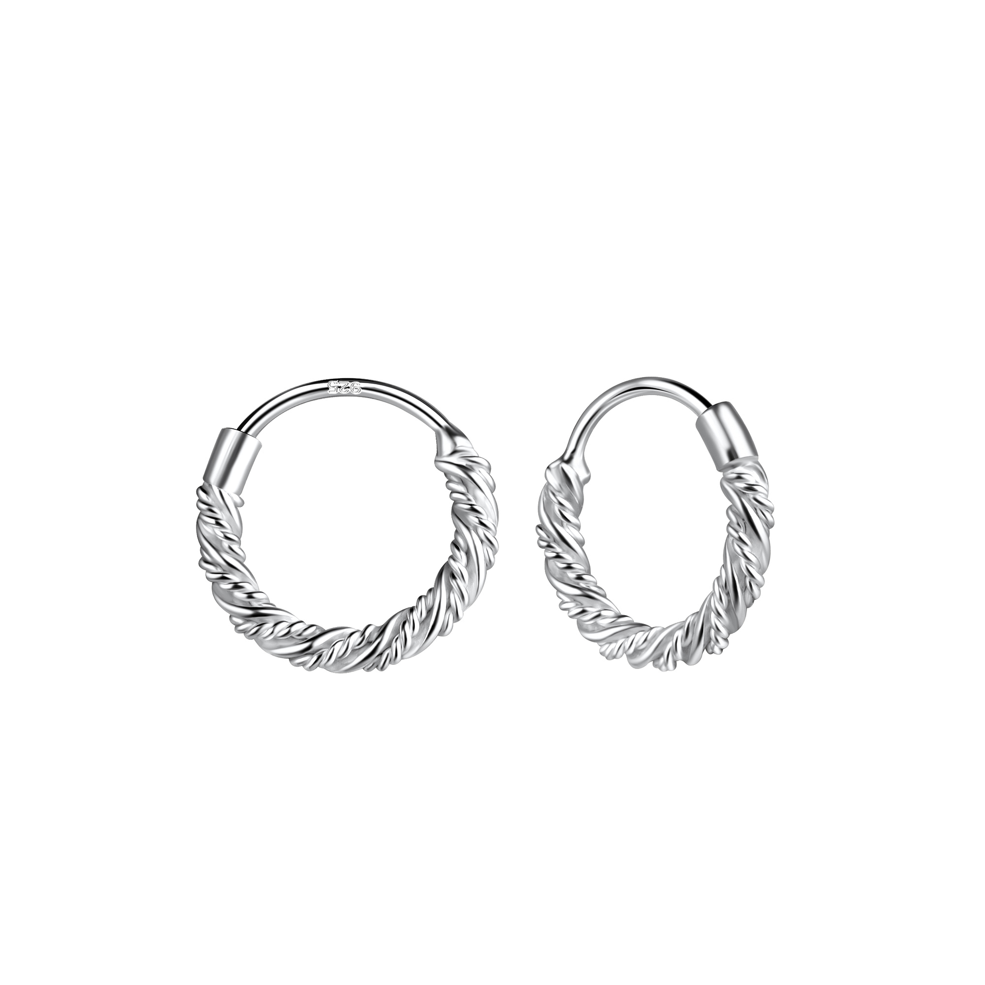 925 Silver Jewelry | 10mm Silver Twisted Hoop Earrings - 9181