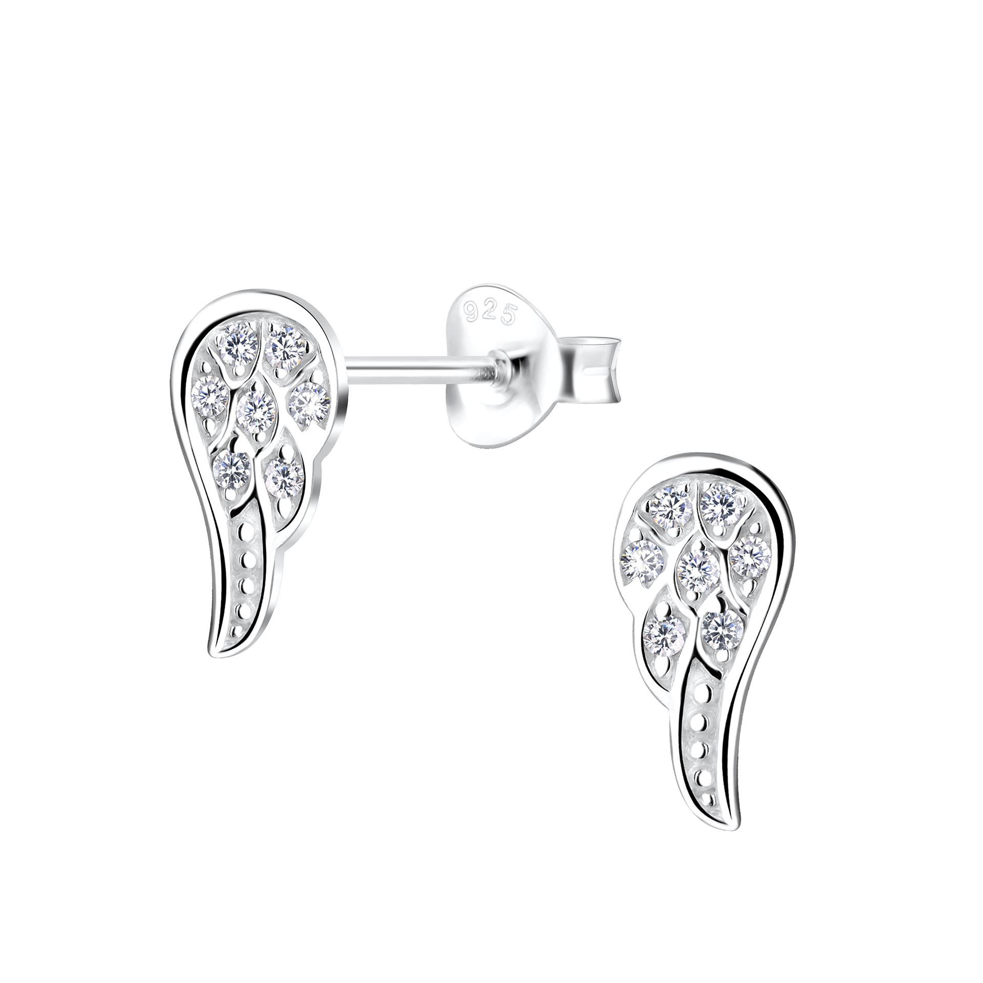 925 Silver Jewelry | Silver Wing Stud Earrings - 15782