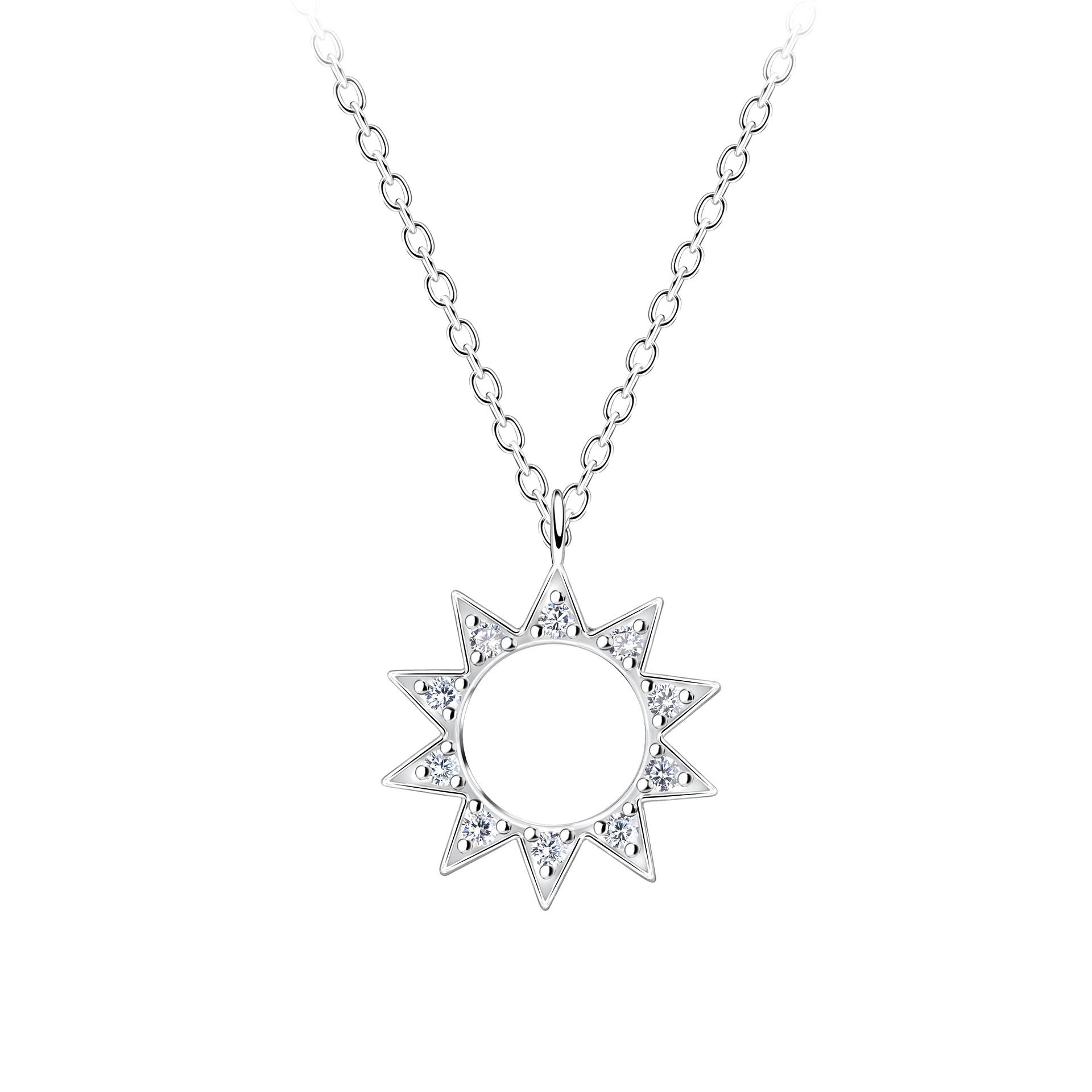 925 Silver Jewelry Silver Sun Necklace 15769