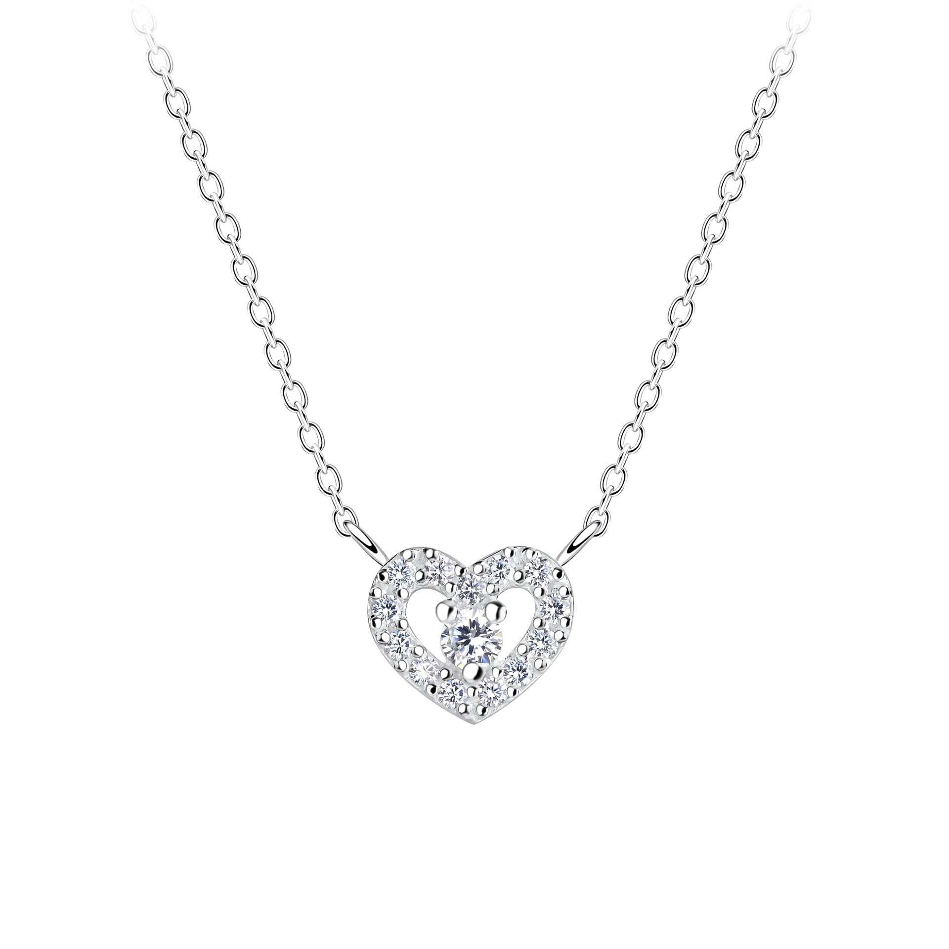 925 Silver Jewelry | Silver Heart Necklace - 16456