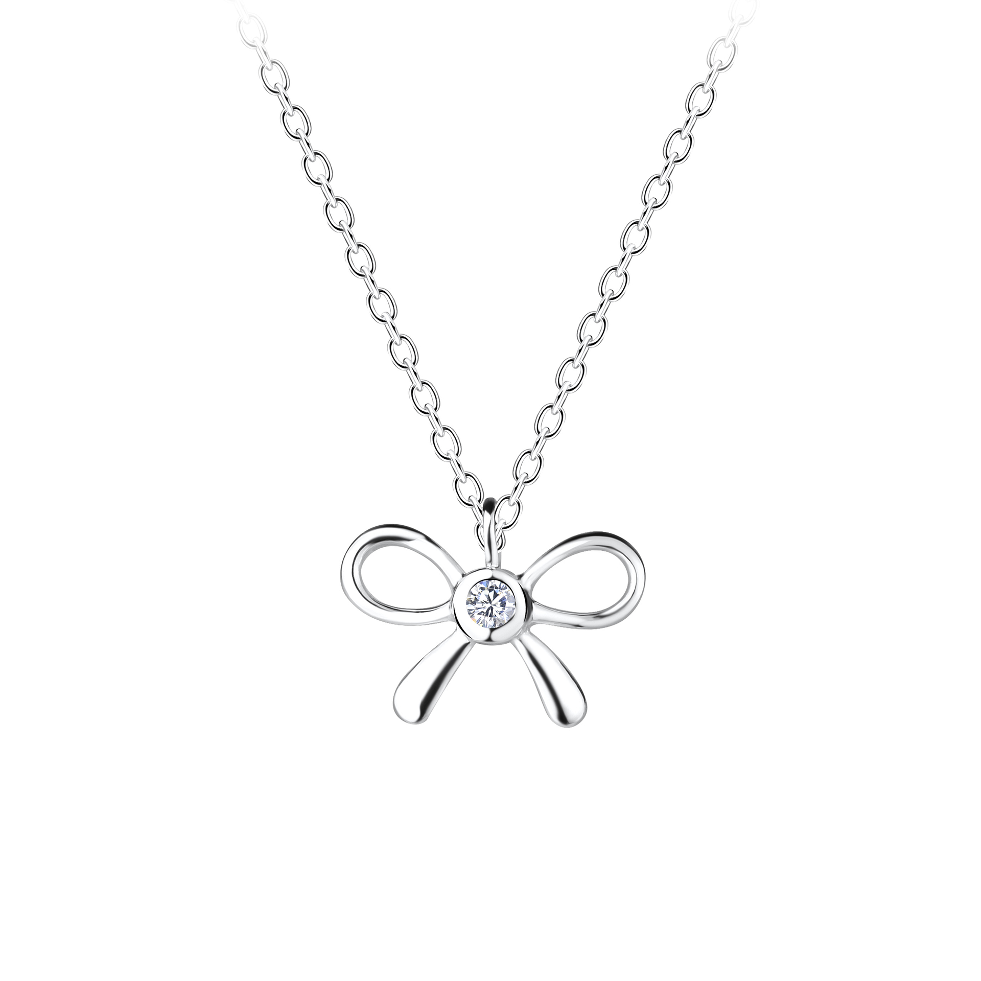 self-portrait Women's Crystal Bow Necklace Silver