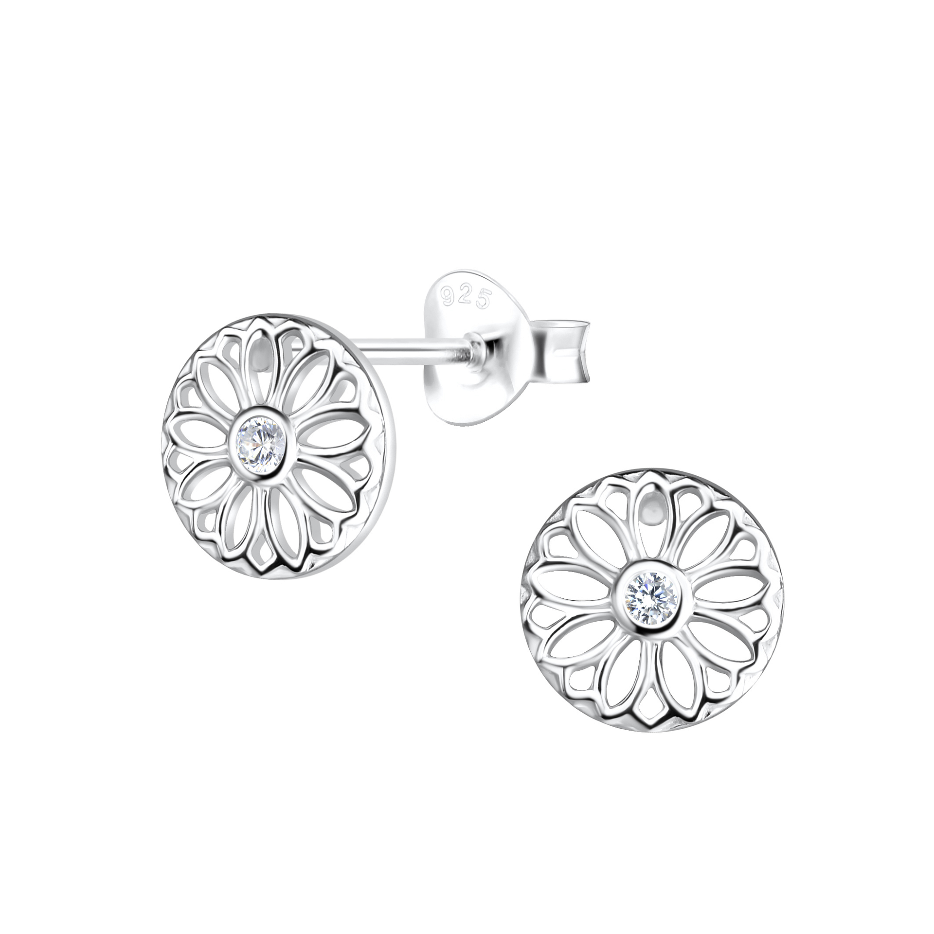 925 Silver Jewelry Silver Flower Stud Earrings 17220