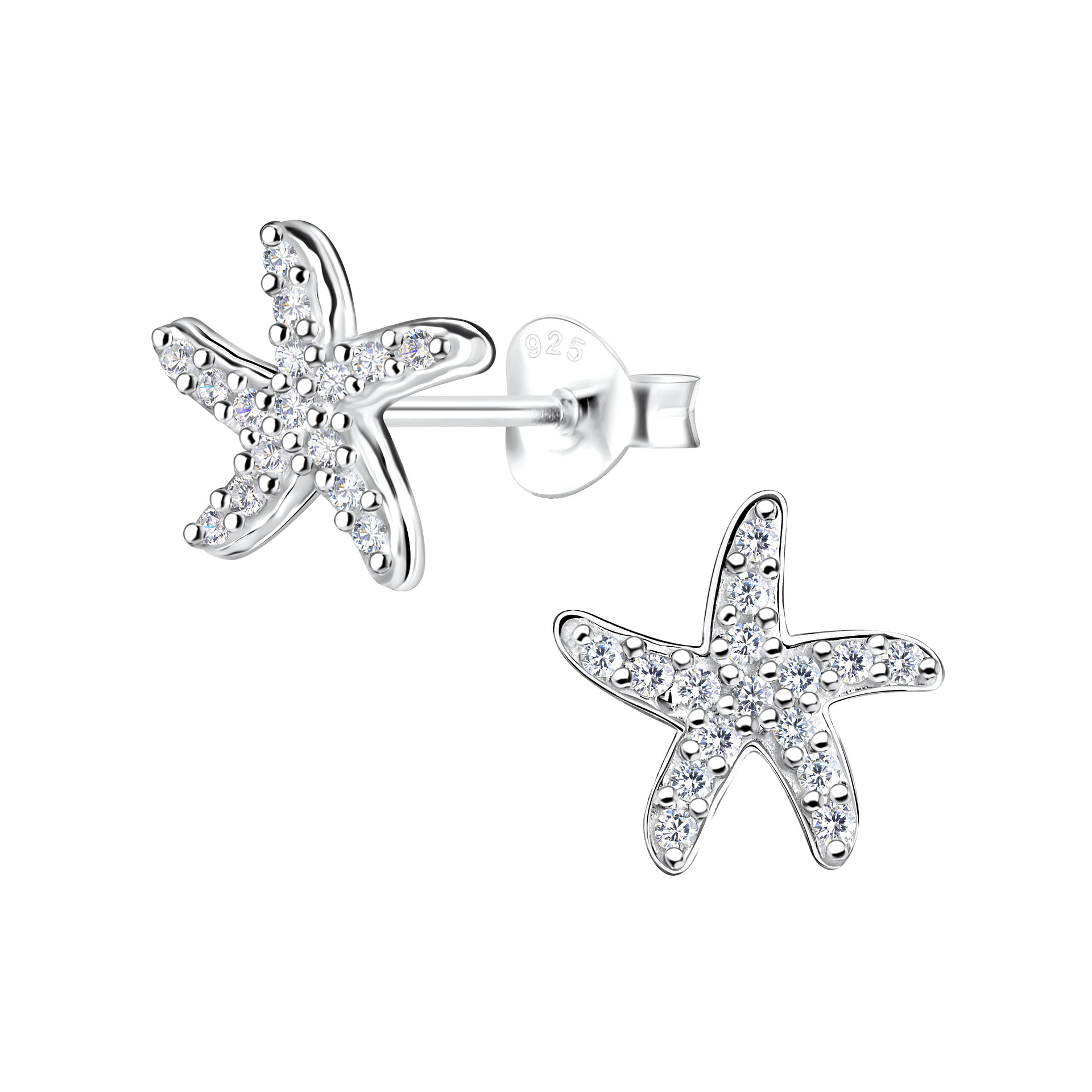 925 Silver Jewelry | Silver Starfish Stud Earrings - 16521