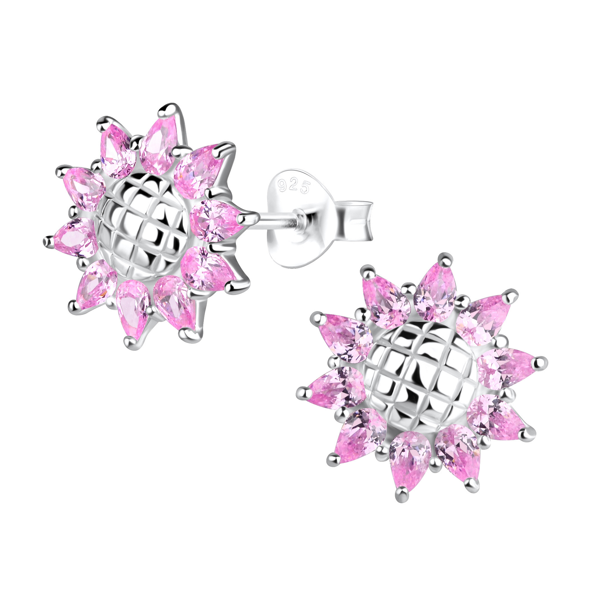 925 Silver Jewelry Silver Flower Stud Earrings 17662