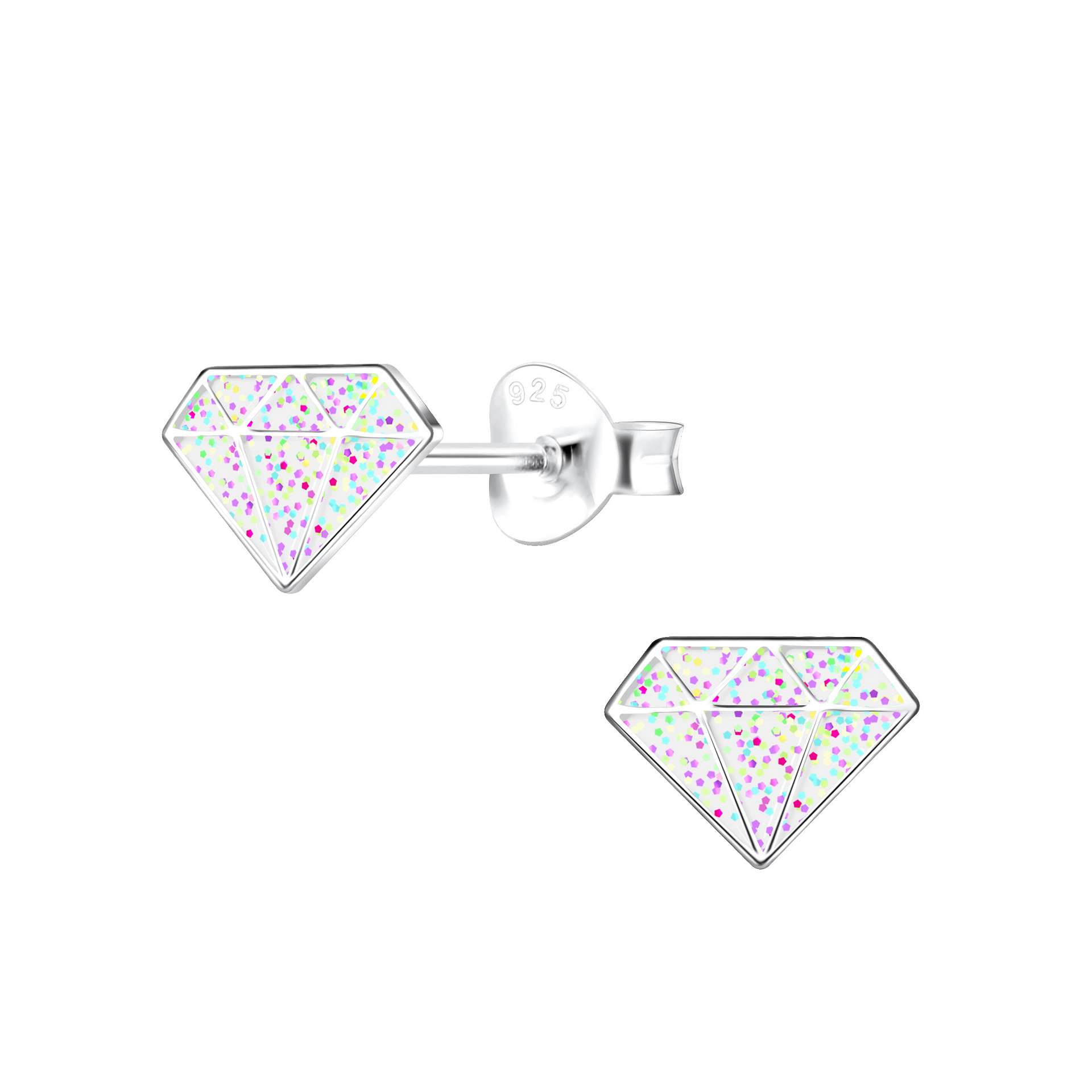 925 Silver Jewelry Silver Diamond Stud Earrings 17982