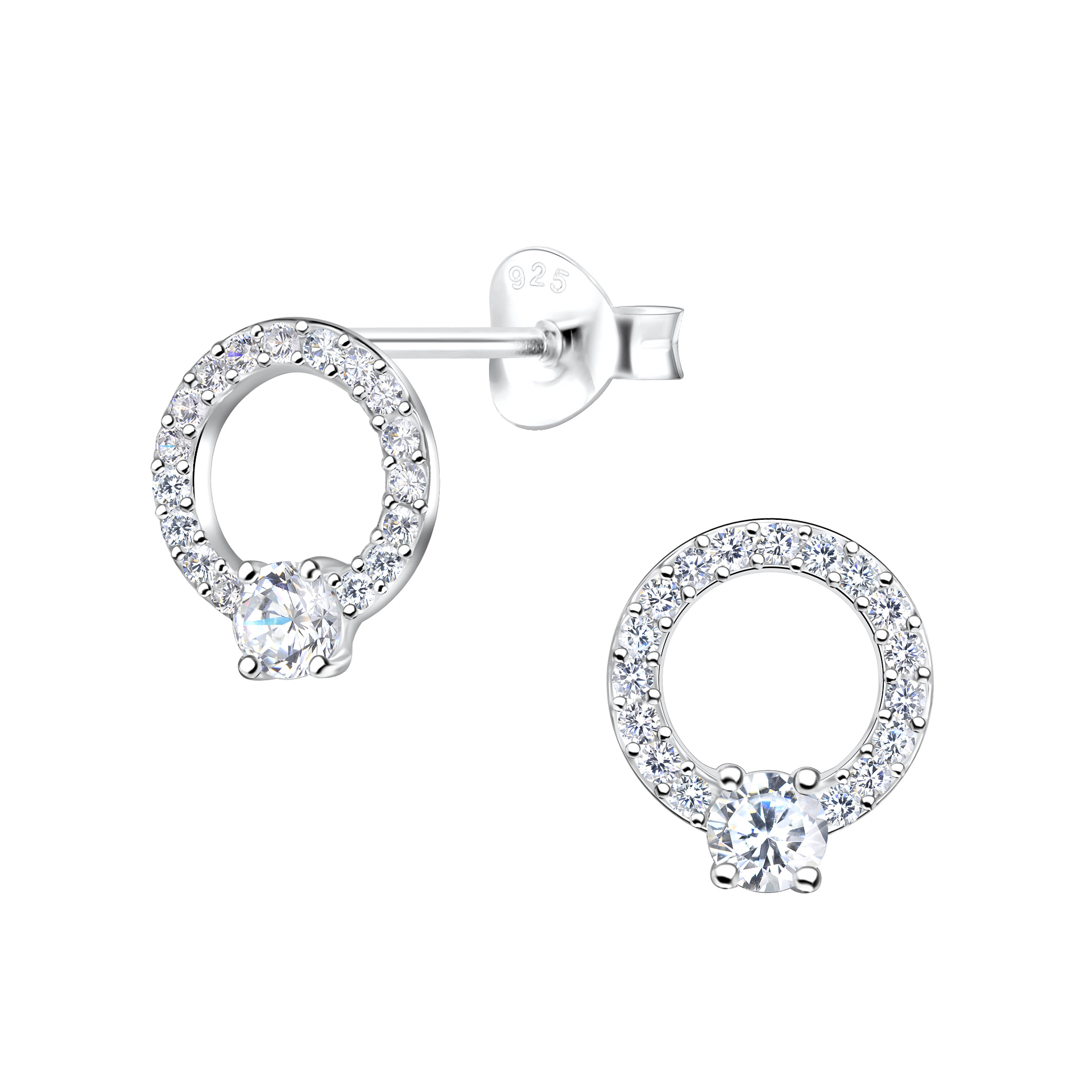 925 Silver Jewelry Silver Circle Stud Earrings 18180