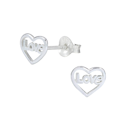 Wholesale Silver Love Stud Earrings
