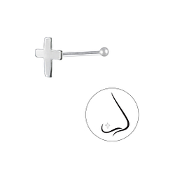 Wholesale Silver Cross Nose Stud With Ball - Pack of 10