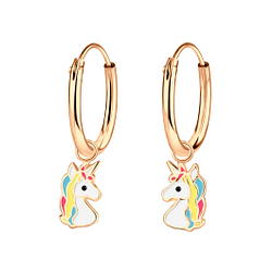 Wholesale Silver Unicorn Charm Hoop Earrings