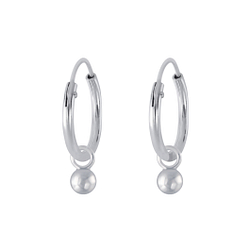 Wholesale 3mm Silver Ball Charm Hoop Earrings