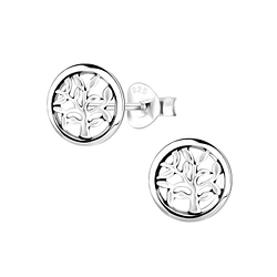 Wholesale Sillver Tree Of Life Stud Earrings