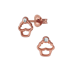 Wholesale Silver Cupcake Crystal Stud Earrings