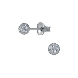 Wholesale Silver Round Cubic Zirconia Stud Earrings