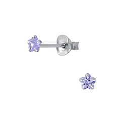 Wholesale 3mm Flower Cubic Zirconia Silver Stud Earrings