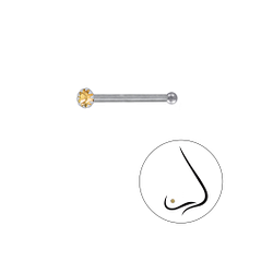 Wholesale 1.8mm Round Crystal Silver Nose Stud With Ball - Pack of 10