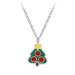 Wholesale Silver Christmas Tree Necklace