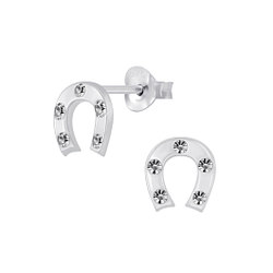Wholesale Silver Horseshoe Stud Earrings