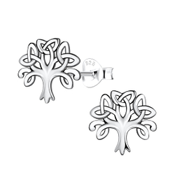 Wholesale Silver Tree Stud Earrings