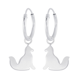 Wholesale Silver Fox Charm Hoop Earrings