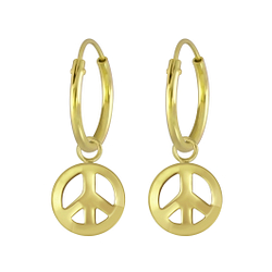 Wholesale Silver Peace Symbol Charm Hoop Earrings