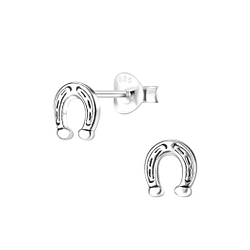Wholesale Silver Horseshoe Stud Earrings