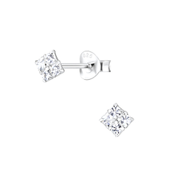 Wholesale Silver Square Crystal Stud Earrings