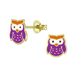 Wholesale Silver Owl Stud Earrings