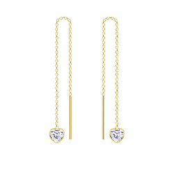 Wholesale 4mm Heart Cubic Zirconia Silver Thread Through Earrings