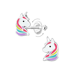 Wholesale Silver Unicorn Screw Back Earrings