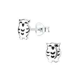 Wholesale Silver Owl Stud Earrings
