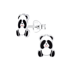 Wholesale Silver Panda Stud Earrings