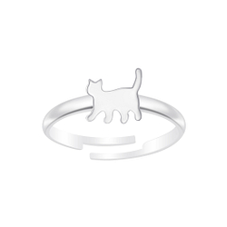 Wholesale Silver Cat Adjustable Ring